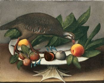 Alzata con frutta e coturnice