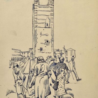 Spagna, mercato sotto la torre, 1934