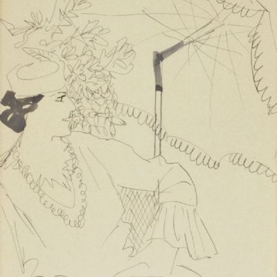 Signora sotto l'ombrellone, 1934 circa