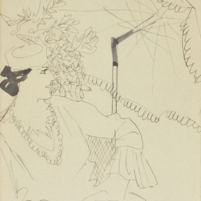 Signora sotto l'ombrellone, 1934 circa